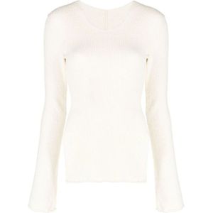 Axel Arigato, Truien, Dames, Beige, M, Katoen, Ecru Ribgebreide Trui