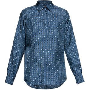Dolce & Gabbana, Overhemden, Heren, Blauw, M, Zijden overhemd