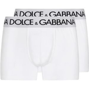 Dolce & Gabbana, Ondergoed, Heren, Wit, M, Katoen, Logo Print Katoenen Boxers Set