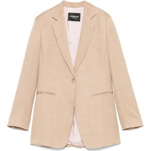 Dondup, Jassen, Dames, Beige, S, Beige Jas met Logo Jacquard Voering
