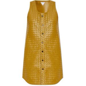 Bottega Veneta, Kleedjes, Dames, Groen, M, Leer, Mouwloze leren jurk