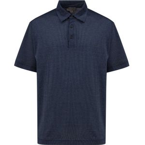 Canali, Tops, Heren, Blauw, L, Katoen, Polo Shirt met Korte Mouwen