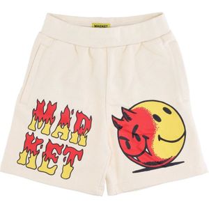 Market, Korte broeken, Heren, Beige, XL, Katoen, Smiley Logo Sweatshorts