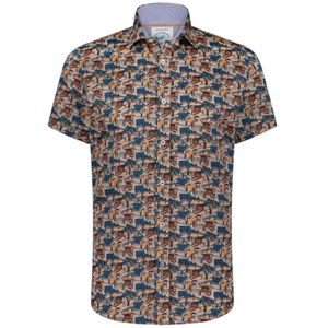 A fish named Fred, Overhemden, Heren, Bruin, M, Katoen, Bruin Casual Kortemouw Overhemd