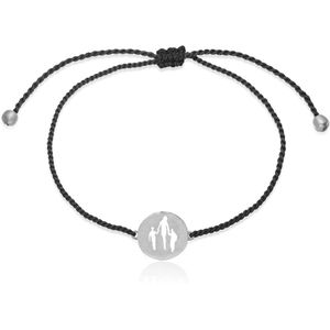 Frk. Lisberg, Accessoires, Dames, Grijs, ONE Size, Familie Silhouet Zijden Armband