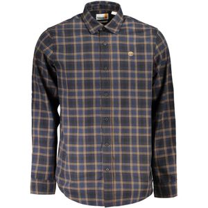 Timberland, Overhemden, Heren, Blauw, M, Blauw geruite overhemd met lange mouwen
