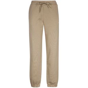 Msgm, Broeken, Dames, Beige, M, Katoen, Cotton Logo Trainingsbroeken