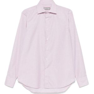Canali, Overhemden, Heren, Roze, 4Xl, Rode Wijn Knoopshirt Lange Mouw Klassieke Kraag