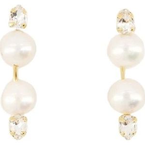 Simone Rocha, Accessoires, Dames, Beige, ONE Size, Natuurlijke Parel Dubbelzijdige Oorbellen Beige