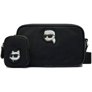 Karl Lagerfeld, Tassen, Dames, Zwart, ONE Size, Nylon, Ikon Nylon Cameratas