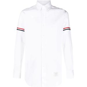 Thom Browne, Overhemden, Heren, Wit, XL, Katoen, RWB Stripe Detail Sleeve Shirt