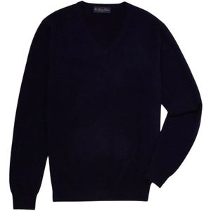 Brooks Brothers, Truien, Heren, Blauw, M, Cashmere V-hals trui