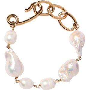 Jil Sander, Accessoires, Dames, Geel, ONE Size, Parel Gouden Ketting Armband