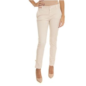 Liu Jo, Broeken, Dames, Beige, W30, Katoen, Chino Broek met Appliqué