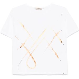 Herno, Tops, Dames, Wit, S, Katoen, Stijlvolle dames T-shirt & Polo