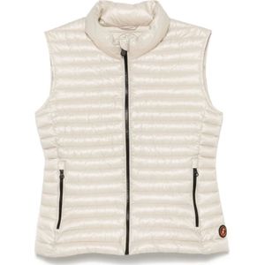 Save The Duck, Jassen, Dames, Beige, XL, Nylon, Beige Gebreid Jack voor Vrouwen