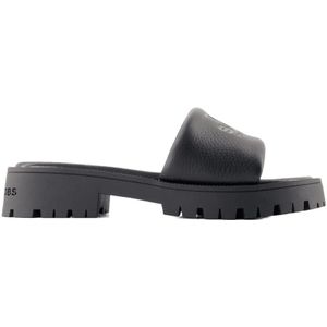 Marc Jacobs, Schoenen, Dames, Zwart, 37 EU, Leer, Zwarte Leren Instap Sandalen