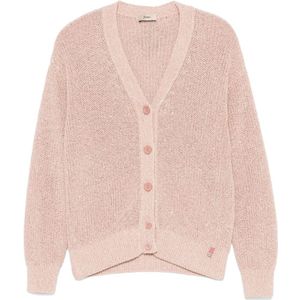 Herno, Truien, Dames, Roze, S, Stijlvolle Gebreide Vest