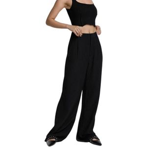 Alix The Label, Broeken, Dames, Zwart, S, Gestreepte Wijde Pijp Broek