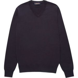 Brooks Brothers, Truien, Heren, Blauw, S, Katoen, Makò Katoen V-hals Trui