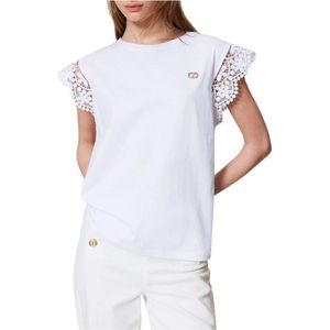 Twinset, Tops, Dames, Wit, 2Xs, Katoen, Wit T-shirt en Polo Set