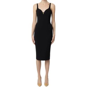 Elisabetta Franchi, Kleedjes, Dames, Zwart, XL, Zwarte Jurken voor Vrouwen