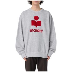 Isabel Marant, Sweatshirts & Hoodies, Heren, Grijs, XL, Katoen, Grijze Katoenen Sweatshirt Geborduurd Logo