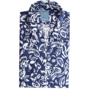Barba, Overhemden, Heren, Blauw, L, Katoen, Blauw Bloem Slim Fit Overhemd