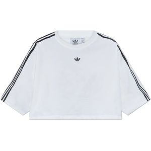 Adidas Originals, Tops, Dames, Wit, XS, Katoen, Korte T-shirt met logo