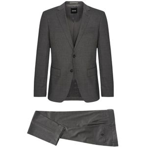 Hugo Boss, Pakken, Heren, Grijs, L, Wol, Elegant Grijs Pak Huge Collectie
