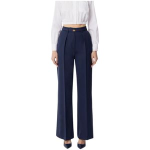Elisabetta Franchi, Broeken, Dames, Blauw, S, Broek met Riem