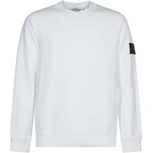 Stone Island, Sweatshirts & Hoodies, Heren, Wit, XL, Katoen, Crewneck Sweatshirt