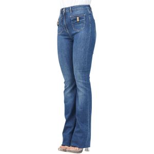 Elisabetta Franchi, Jeans, Dames, Blauw, W32, Denim, Flared denim jeans met strikzakken