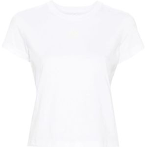 Alexander Wang, Tops, Dames, Wit, M, Katoen, Logo Print Wit Katoenen T-shirt