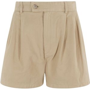 Filippa K, Korte broeken, Dames, Bruin, XS, Katoen, Geplooide hoge taille shorts Kameel
