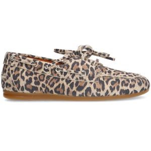 Manfield, Schoenen, Dames, Beige, 41 EU, Suède, Luipaardprint Suède Bootschoenen