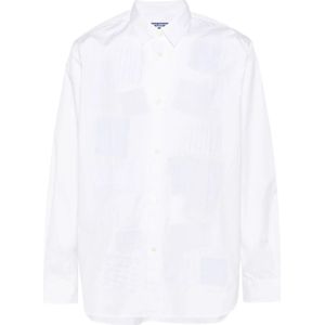 Junya Watanabe, Overhemden, Heren, Wit, M, Katoen, Patchwork Design Wit Overhemd