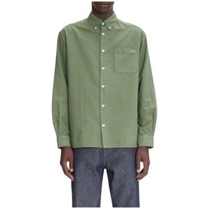 A.p.c., Overhemden, Heren, Groen, M, Katoen, Groene Oxford Overhemd met Lange Mouwen