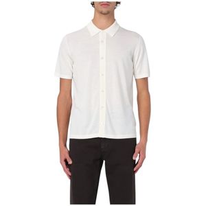 Roberto Collina, Overhemden, Heren, Wit, M, Wol, Wollen Gebreid Poloshirt