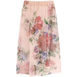 Dolce & Gabbana, Rokken, Dames, Roze, M, Roze Zijden Rok Elastische Taille