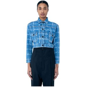 Vivienne Westwood, Jassen, Dames, Blauw, M, Denim, Logo Denim Cropped Jacket