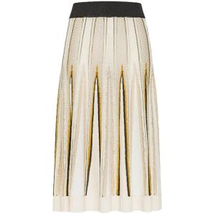 Forte Forte, Rokken, Dames, Beige, L, Polyester, Beige Chevron Gebreide Midi A-lijn Rok