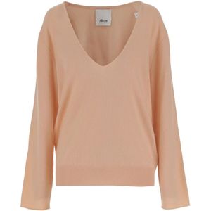 Allude, Truien, Dames, Roze, S, Wol, V-hals Wol-Kasjmier Trui