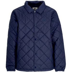 Nike, Jassen, Heren, Blauw, S, Leer, Gewatteerd Geïsoleerd Clubjack Middernachtblauw