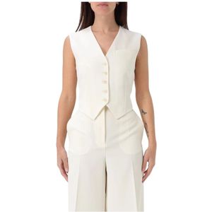 Stella McCartney, Jassen, Dames, Beige, 2Xs, Leer, Beige Mouwloos Getailleerd Vest