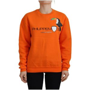 Philippe Model, Sweatshirts & Hoodies, Dames, Oranje, XS, Katoen, Oranje Sweater met Lange Mouwen en Print