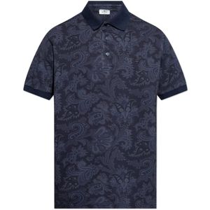 Etro, Tops, Heren, Blauw, L, Katoen, Katoenen Polo met Decoratief Patroon