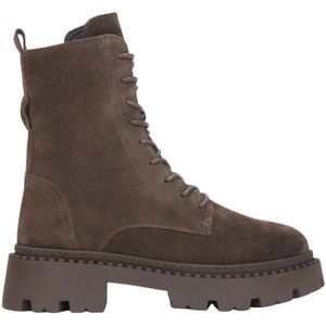 Estro, Schoenen, Dames, Bruin, 37 EU, Dames Zadelbruine Enkellaarzen gemaakt van Echt Italiaans Velours