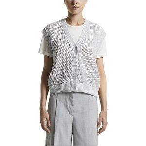 Peserico, Truien, Dames, Grijs, 3Xs, Katoen, Katoenblend mouliné vest met pailletten