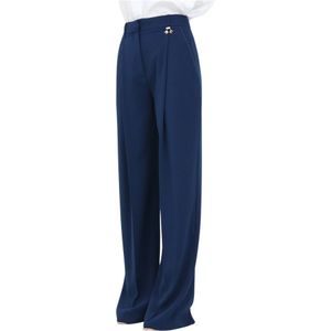 Elisabetta Franchi, Broeken, Dames, Blauw, S, Polyester, Elegante Regular Fit Broek